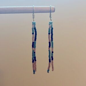 Beaded earrings - blue, lavender, navy dangles